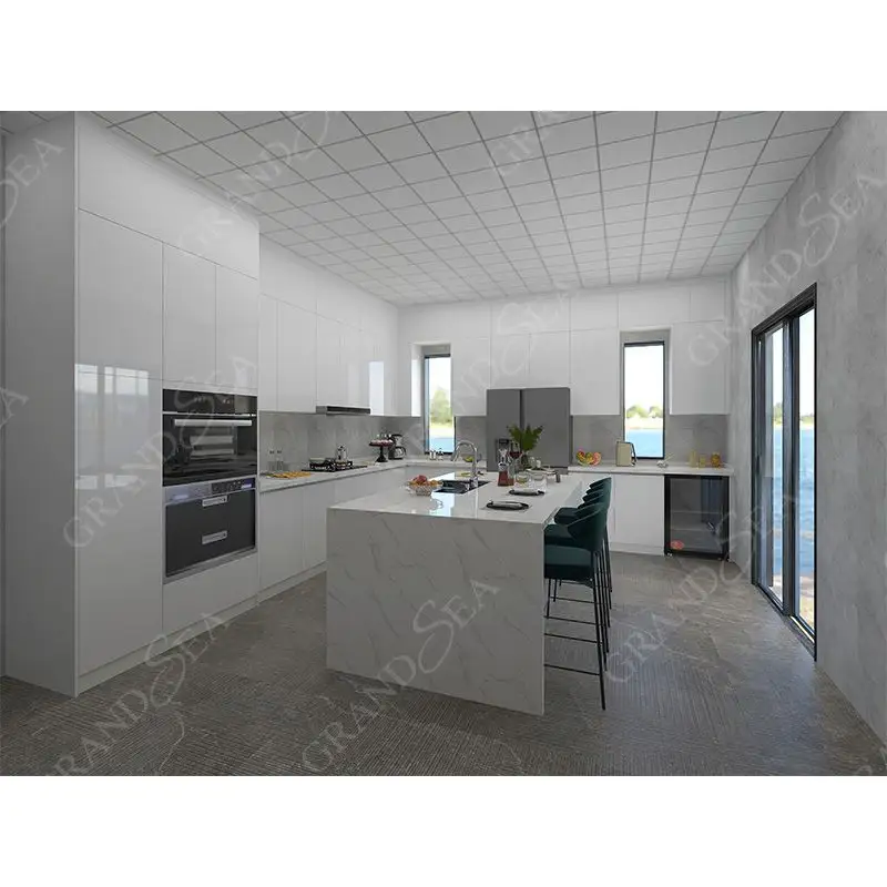 Modern Complete Full Kitchen Set Custom White Islands Kichen Cabinets Design