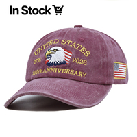 Gorra de Béisbol Patriótica del 250 Aniversario de EE. UU. con Bordado de Águila y Bandera, de Algodón Lavado, Visera Curva, Ajustable, para Uso Diario