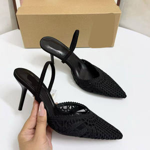 Nuovi Sandali Estivi <span class=keywords><strong>Beige</strong></span> Intrecciati con <span class=keywords><strong>Tacco</strong></span> Sottile a Punta, Tacchi Alti Traforati, Sandali Versatili da <span class=keywords><strong>Donna</strong></span> - Product Image 6