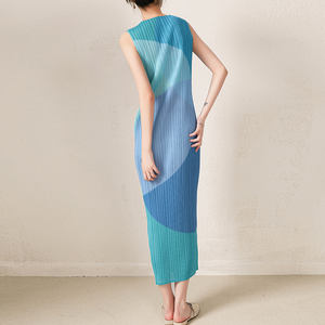 Miyake เดรสมิดิแขนกุดระดับไฮเอนด์ของผู้หญิงเดรสลำลองอัดพลีทสีลูกกวาดเอวธรรมชาติเป็นมิตรกับสิ่งแวดล้อม - Product Image 6