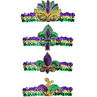 Mardi Gras Jette Plume Sequin Bandeau Fleur De Lis
