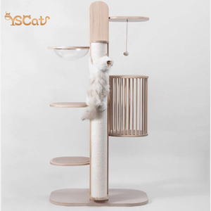 Übergroße moderne große Kratz baum Turm Luxus Holz Design für schwere Senioren für Wohnzimmer Katzen - Product Image 6