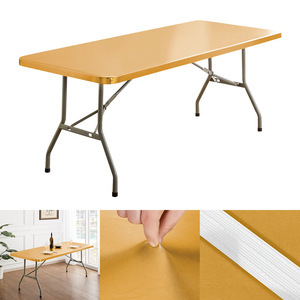 Mantel ajustable dorado para mesa rectangular, cubierta elástica plegable para mesa, resistente al agua, reutilizable para exteriores - Product Image 2