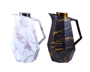 Carafe à café thermique en forme de diamant de 1000 ml - Noir et blanc avec couvercle doré, thermos à double paroi isolé sous vide pour la maison et le bureau - Product Image 6