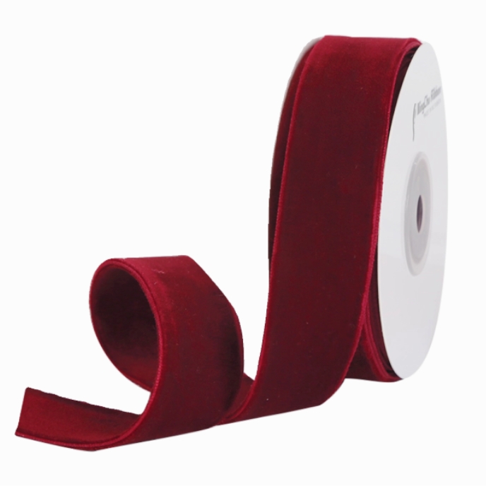 Premium High Quality Claret Velvet Ribbon 1 Inch 2.5cm 50 Yards Per Roll Double Faced Velvet Ribbon Rolls for Gifts Decoration