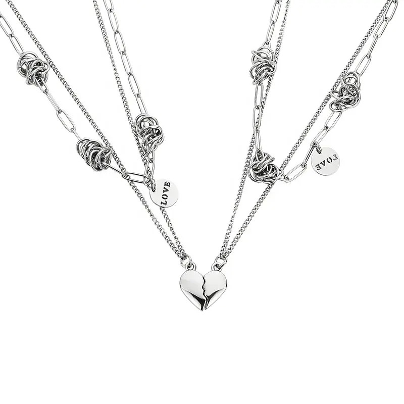 wholesale titanium steel couple jewelry heart locket necklace