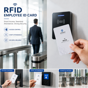 บัตรประจำตัวพนักงาน RFID แบบเขียนซ้ำได้ พร้อมโลโก้สั่งทำ สำหรับการควบคุมการเข้าออกขององค์กรและการจัดการการลงเวลาทำงานของพนักงาน - Product Image 3