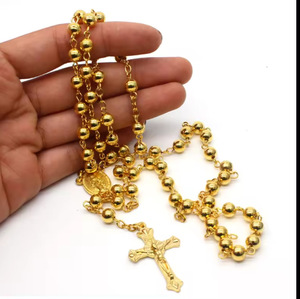 <span class=keywords><strong>Collana</strong></span> <span class=keywords><strong>Rosario</strong></span> Vintage Bicolore <span class=keywords><strong>Oro</strong></span> e Argento con Perline <span class=keywords><strong>in</strong></span> Rame da 6mm e Croce - Accessori all'Ingrosso per E-commerce Transfrontaliero - Product Image 3