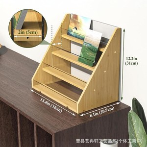 Estante de almacenamiento de tarjetas de felicitación de acrílico y bambú, organizador de escritorio de 3 capas, soporte de exhibición multiusos para decoración del hogar y la Oficina - Product Image 4