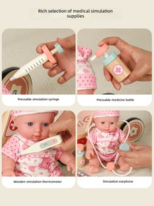 <span class=keywords><strong>Chariot</strong></span> de jeu en <span class=keywords><strong>bois</strong></span> pour enfants, kit médical de simulation pour le développement de l'intérêt et le jeu de rôle - Product Image 2