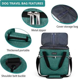 Dual Layers <b>Dog</b> Travel Bag Pet Travel Bags with 2 Extra <b>Large</b> <b>Food</b> <b>Containers</b> 2 Collapsible <b>Dog</b> Bowls Multi-Pockets Tote Orga - Product Image 2