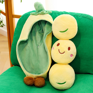 Pea Pod Plush <b>Toy</b> With Three Peas <b>Soft</b> <b>Stuffed</b> Doll For Children Birthday Gift 5 To 7 Years Unisex - Product Image 4