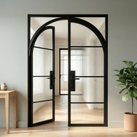 Puertas de Entrada de Vidrio con Marco de Hierro y Aislamiento Térmico de Diseño Moderno, Populares y de Venta Caliente, con Estilo de Apertura Abatible para Uso Exterior