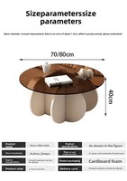 Minimalistischer Runder Couchtisch Einfacher Teetisch Glas-Teetisch Moderner Ins-Stil Kleiner Familien-Wohnzimmer Luxuriöser Netz-Roter Tisch für Zuhause