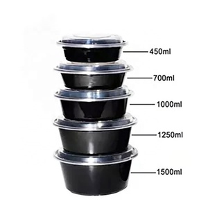 Envases Desechables Negros de PP de Grado Alimenticio, Moldeados por Inyección, de 16oz, 24oz, 32oz, 37oz y 48oz, Fáciles de Abrir, para Llevar, con Tapas de Domo - Product Image 2