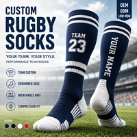 Chaussettes de rugby personnalisées pour hommes, chaussettes de football hautes jusqu'au genou, nom et numéro de l'équipe personnalisés, semelle rembourrée, chaussettes de compression