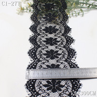 Dentelle en dentelle française Chantilly noire douce de 13 cm de haute qualité, écologique, pour la décoration de robes