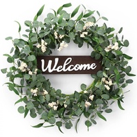 Couronne de plantes artificielles Feuilles d'eucalyptus artificielles Couronne d'eucalyptus Vigne Porte suspendue