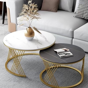 Mesa de centro para sala de estar, estilo lujo ligero, moderna y sencilla, con tablero de roca de diseño popular, combinación de letras para el hogar. - Product Image 5