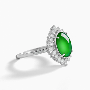 S925 <b>silver</b> setting with natural A-grade jadeite <b>emerald</b>-shaped large gemstone icy-grade jade luxurious and simple women's <b>ring</b> - Product Image 3