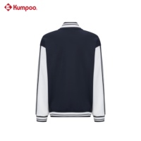 KUMPOO K253K-5004 Jaket Bulu Tangkis Junior Varsity Kancing Depan Warna Blok Kerah Tegak Mantel Olahraga Kasual Musim Gugur