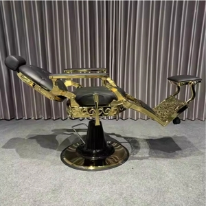 Silla de peluquero Vintage de lujo de alta calidad, silla de salón, muebles de salón en cuero negro - Product Image 5