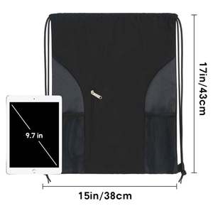 Mochila Cinch con logotipo personalizado 2024, Mochila deportiva de poliéster 210D colorida de alta calidad, bolsa de gimnasio con cordón impermeable y cremallera portátil - Product Image 2