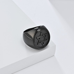 XILIANGFEIZI Anillo Hexagrama Vintage de Acero Inoxidable Estilo Europeo y Americano, Estrella de <span class=keywords><strong>David</strong></span>, Joyería de Acero Titanio para Hombre - Product Image 4
