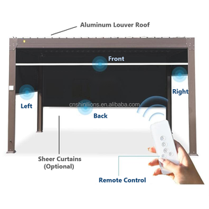 <span class=keywords><strong>Pergola</strong></span> de jardin Shinilion en <span class=keywords><strong>bambou</strong></span> et aluminium imperméable avec <span class=keywords><strong>toit</strong></span> à lames orientables, arche personnalisée avec cadre thermolaqué - Product Image 5