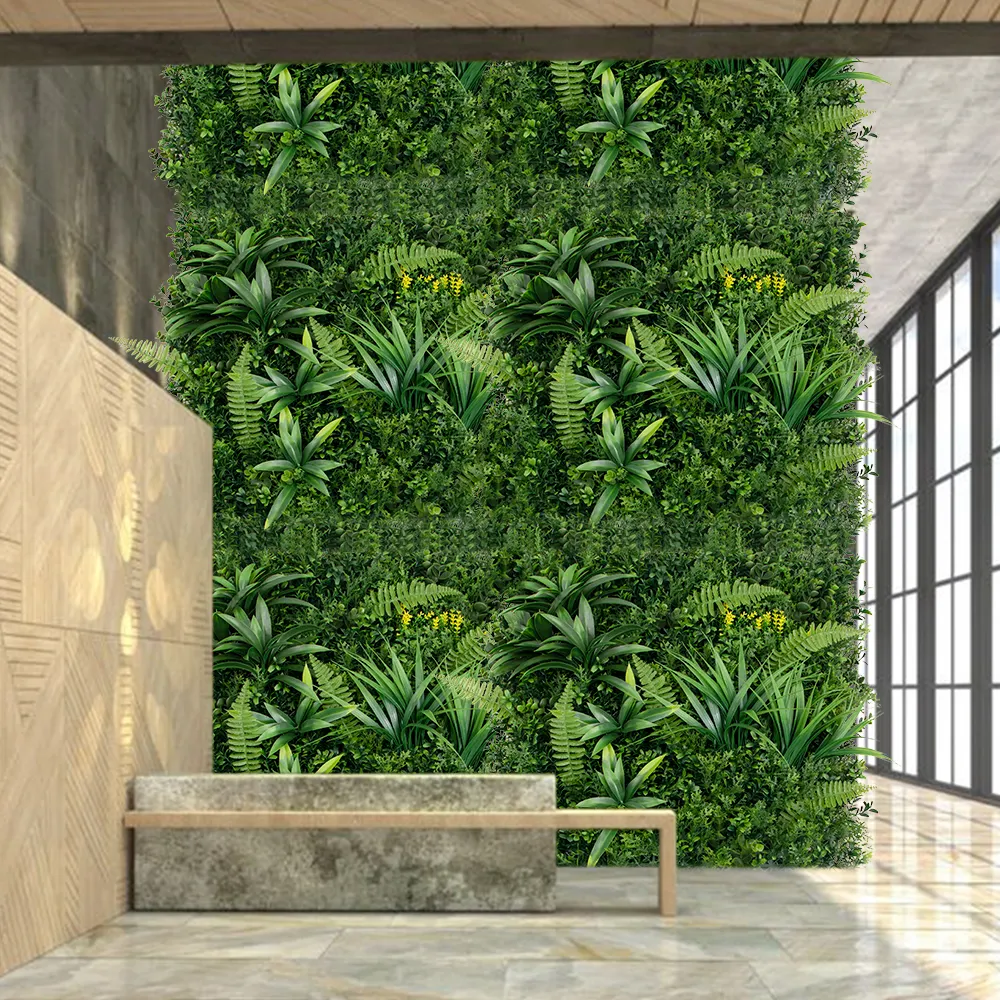 ほぼ自然な人工緑パネル屋内壁植物内壁のための現代的な人工芝デザイン