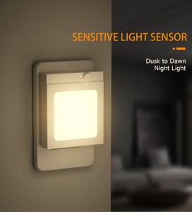 EU/US/UK <b>Plug</b>-in Mini ABS Bedroom Dusk to Dawn Sensor 2700K 3-Stepless Dimming Wall Night <b>Light</b> - Product Image 2