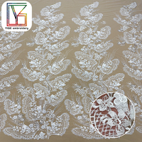 Tissu en dentelle perlée écologique, broderie africaine, dentelle florale à sequins pour robe de soirée élégante