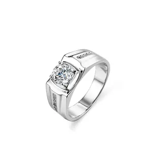 Hoyon Factory Price Real Silver S925 Sterling D Color Moissanite Men's Ring Hand made Diamond Couple Wedding Ring