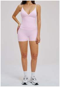 Nuevo Top de Yoga para Mujer Transpirable y Ligero con Tirantes Cruzados Finos, Espalda Descubierta, Cintura Alta Elástica y Bloques de Color para Entrenamiento - Product Image 2