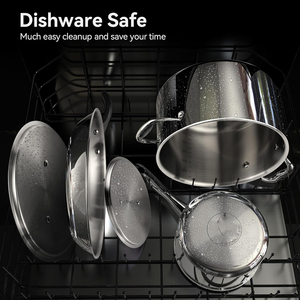 Ensemble de casseroles et poêles antiadhésives <span class=keywords><strong>en</strong></span> acier inoxydable avec logo personnalisé, couvercles <span class=keywords><strong>en</strong></span> verre amovibles, pour la cuisine à domicile - Product Image 6
