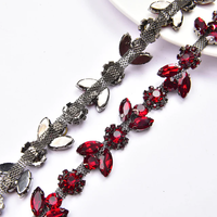 Nouveau Design verre strass garniture diamant cristal oeil de cheval brillant fleur de prunier fleur chaîne pour bricolage vêtements chaussures accessoires
