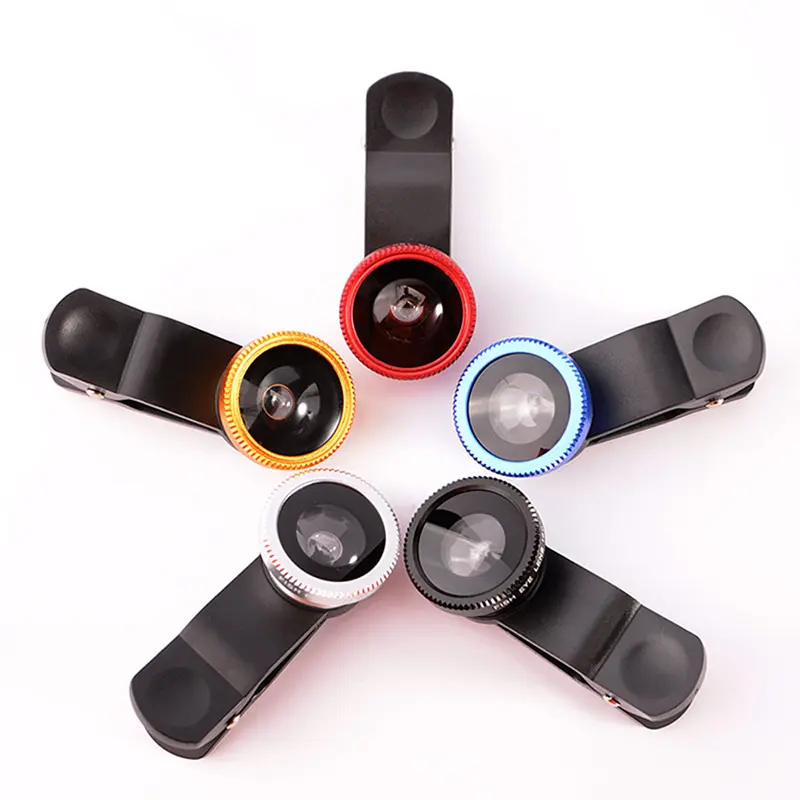 3 in 1 Fish eye Lens Kit With Clip selfie Wide Angle phone Lenses For iPhone Camera External Microscope Telescope Optical Zoom