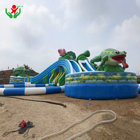 Tobogán Acuático Inflable Grande con Forma de Rana, Doble Carril, para Niños y Adultos, Parque Acuático Inflable al Aire Libre con Pared de Escalada