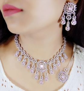 Luxury <b>Statement</b> <b>Jewelry</b> Necklace Elegant Unique <b>Jewelry</b> CZ Choker Necklace Wedding AD Diamond Necklace - Product Image 3