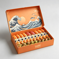 Boîte à sushi en papier biodégradable et robuste, personnalisée, avec insert pour coupelle à sauce, pour la restauration, les traiteurs et les emballages à emporter