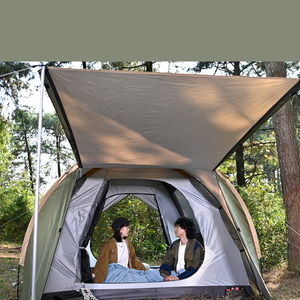 Tenda da campeggio impermeabile in stile tenda a cupola con Tunnel Glamping 2x2m per 2-3 persone con zanzariera | All'aperto Family Kamp - Product Image 6