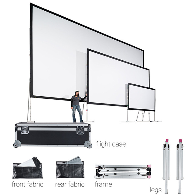 HEYU Heavy Duty Portable 300 Inch 16:9 Large Outdoor Fast Folding Projection Screen with Flight case Front Projection