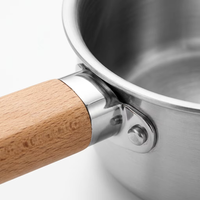 Kommerzielles 304 Edelstahl-Kochtopf-Set mit Holzgriff und Glasdeckel für Restaurant, Hotel und Küche
