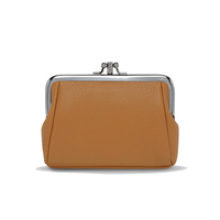 Dompet Koin Kulit PU Mini Anti Maling dengan Kancing Pengunci Warna Solid Logo Kustom Dompet Kecil Mudah Dibawa untuk Penggunaan Sehari-hari