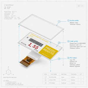 Modul Layar LED WiFi Zhsunyco 2.13 Inci B/W/R E-Ink untuk Aplikasi E-Paper - Product Image 1