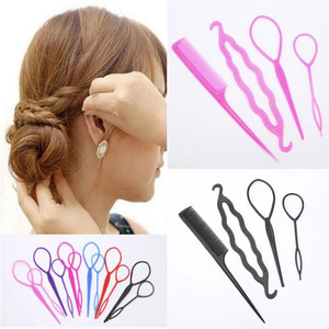 4 pièces/ensemble Outil de <span class=keywords><strong>coiffure</strong></span> populaire pour femmes et filles, pour <span class=keywords><strong>chignon</strong></span> rapide et facile, style princesse, outil de tressage et de coiffage - Product Image 2