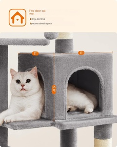 Fabrieksgroothandel houten kattenboom met klimrek, nest en duurzaam springplatform - Product Image 6