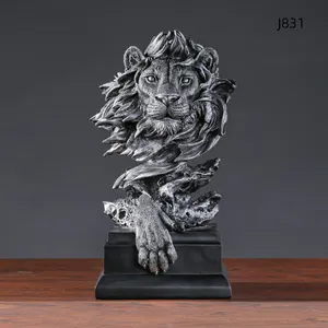 Hot-Trending European Style Animal Sculpture Home Decoration Resin Lion Head Decoration