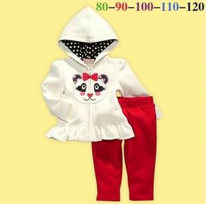 Pakaian Anak-anak Musim Semi Musim Gugur Kaus Lengan Panjang + Celana Anak Perempuan Katun Panda Kecil Setelan 2 Potong 5Set/Lot - Product Image 2