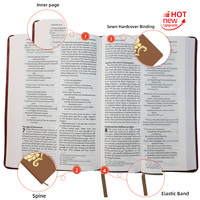 Couverture de Bible en cuir véritable espagnole personnalisée avec impression de haute qualité pour les commandes en gros, dorure à l'or, couvertures de Bible en cuir